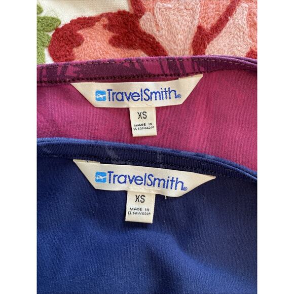 Travelsmith Dress XS Midi Knit Popover Print Lot Of 2 Blue Purple Comfort - Picture 5 of 11